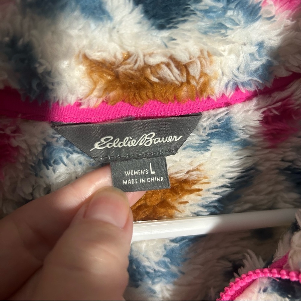 Eddie Bauer Fleece PulloverJacket Womens Large Aztec Southwestern Outerwear Boho - Picture 7 of 16